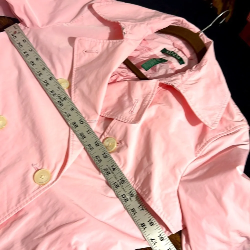 Lauren Ralph Lauren Trench Coat Petite Sz PS Pink Double Breasted Belted Jacket - Picture 6 of 6